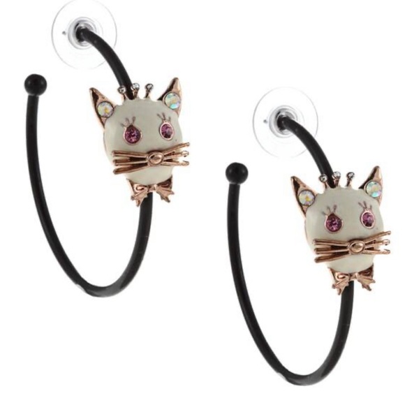 Betsey Johnson Jewelry - Betsy Johnson Cat Hoop Earrings